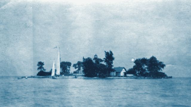 Turtle Island and its lighthouse, about 1910