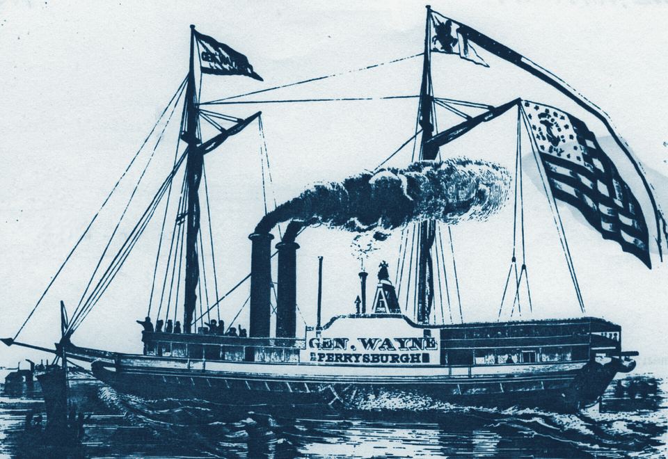 The steamer Anthony Wayne, lithograph by J.W. Orr